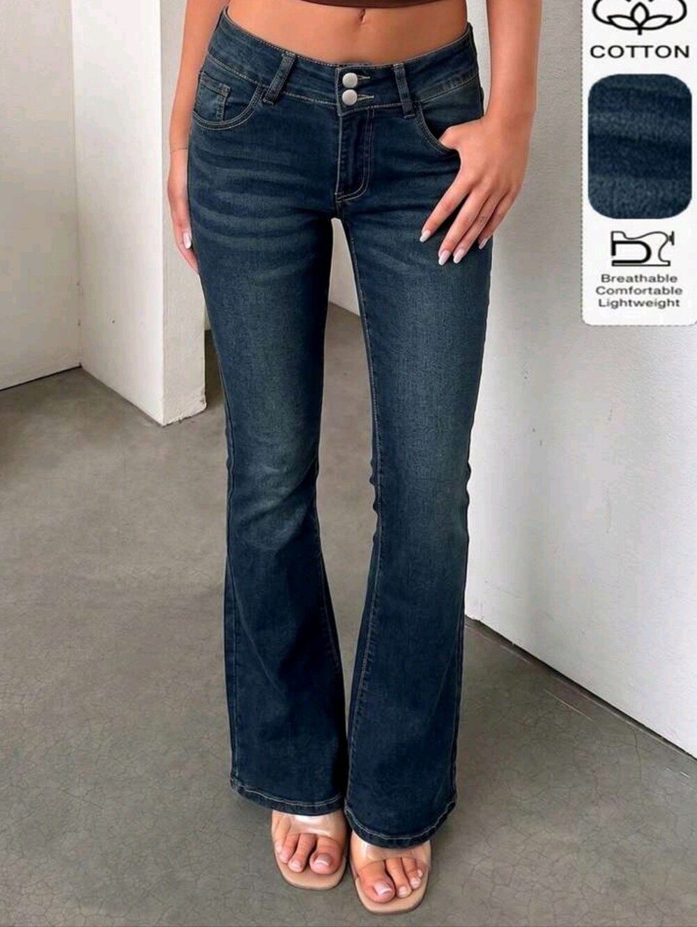 Vintage Chic High Waist Button Front Slim Fit Washed Skinny Jeans For Women, - Picture 2 of 6